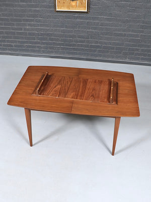 Mid Century Modern Expanding Sculpted Walnut Dining Table, c.1960’s