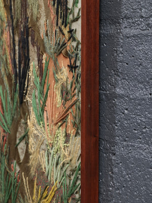 California Mid-Century Mixed Media Fiber Art “The Rain Forest” by Margo Adams, c.1970’s
