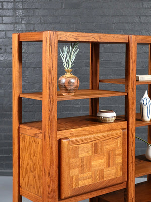 Post Modern Oak Bookshelf Shelving Unit  c.1980's