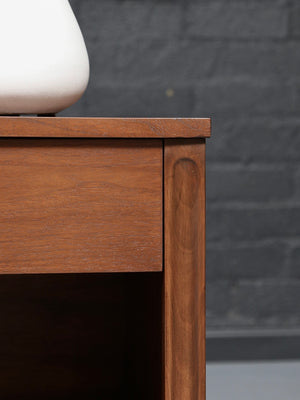 Single Mid Century Modern Walnut Night Stand w/ Bookcase, c.1960’s
