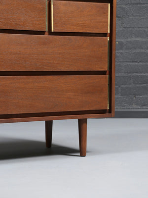 Mid-Century Modern Walnut Dresser w/ Brass Accents by Kroehler, c.1960’s