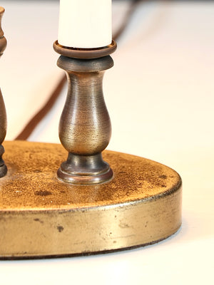 Vintage French Bouillotte Style Brass & Painted Tole Table Lamp, c.1960’s