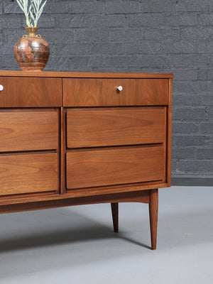 Mid-Century Modern 9-Drawer Walnut Dresser by Dixie, c.1960's