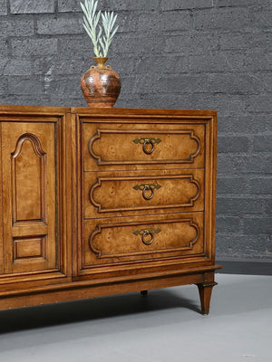 Mid-Century Hollywood Regency Burl Wood Credenza by Mastercraft, c.1970's