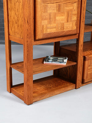 Post Modern Oak Bookshelf Shelving Unit  c.1980's