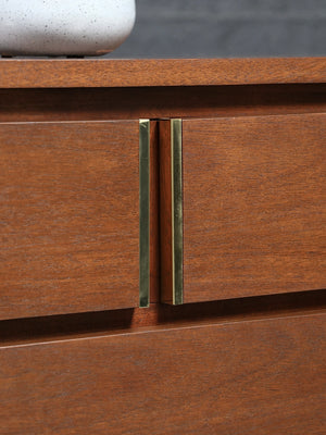 Mid-Century Modern Walnut Dresser w/ Brass Accents by Kroehler, c.1960’s
