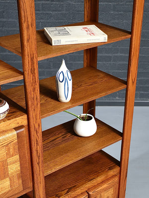 Post Modern Oak Bookshelf Shelving Unit  c.1980's