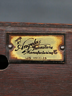 Antique Spanish Colonial Revival Oak & Wrought Iron Writing Desk by Angelus Furniture, c.1920’s