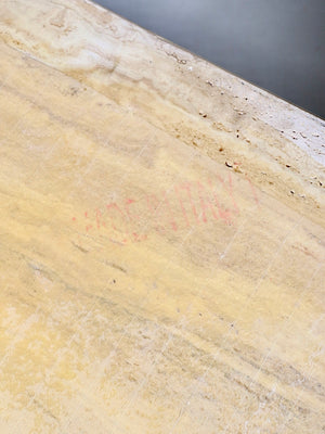 Pair of Vintage Italian Beveled Travertine Pedestal Side Tables, c.1970’s