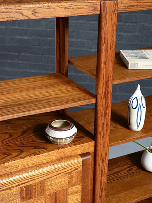 Post Modern Oak Bookshelf Shelving Unit  c.1980's