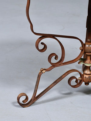 Vintage French Art Deco Wrought Iron & Marble Side Table, c.1940’s