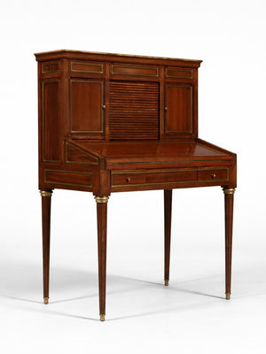 French Louis XVI Style Mahogany Secretary Desk w/ Brass Accents, c.1920’s