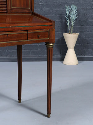 French Louis XVI Style Mahogany Secretary Desk w/ Brass Accents, c.1920’s