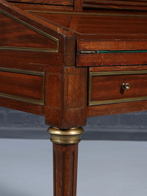 French Louis XVI Style Mahogany Secretary Desk w/ Brass Accents, c.1920’s
