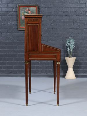 French Louis XVI Style Mahogany Secretary Desk w/ Brass Accents, c.1920’s