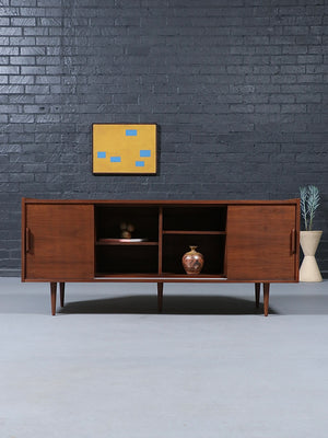 Mid-Century Modern Walnut Credenza w/ Cane Front Doors, c.1960’s