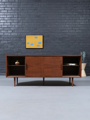 Mid-Century Modern Walnut Credenza w/ Cane Front Doors, c.1960’s