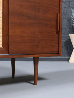 Mid-Century Modern Walnut Credenza w/ Cane Front Doors, c.1960’s