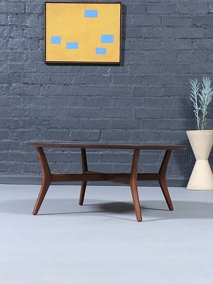 Mid-Century Modern Sculpted Walnut Round Coffee Table, c.1960’s