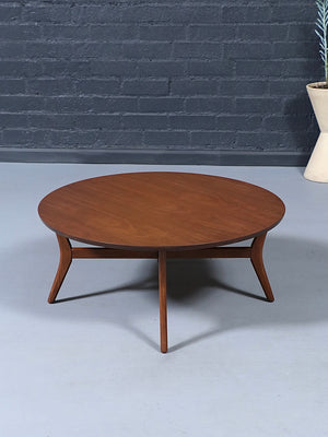 Mid-Century Modern Sculpted Walnut Round Coffee Table, c.1960’s