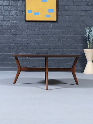 Mid-Century Modern Sculpted Walnut Round Coffee Table, c.1960’s