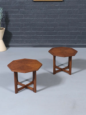 Pair of Mid-Century Modern Octagonal Walnut Side Tables by Lane, c.1960’s
