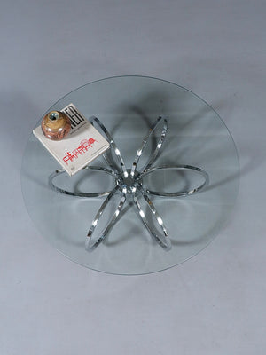 Mid-Century Modern Chrome Ring & Glass Coffee Table, c.1970’s