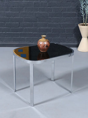 Milo Baughman Post Modern Chrome & Smoke Glass Side Tables for Design Institute of America, c.1970’s