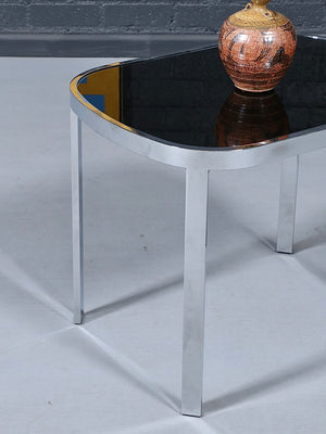 Milo Baughman Post Modern Chrome & Smoke Glass Side Tables for Design Institute of America, c.1970’s