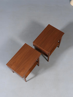 Pair of Mid-Century Modern Night Stands w/ Bookshelf by United Furniture, c.1960’s
