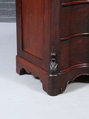 American Victorian Mahogany Serpentine Dresser w/ Carrara Marble Top, c.1900’s