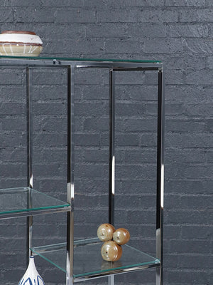 Vintage Post Modern Chrome & Glass Etagere Bookshelf, c.1970’s