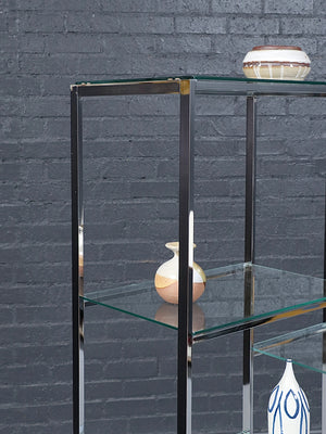 Vintage Post Modern Chrome & Glass Etagere Bookshelf, c.1970’s