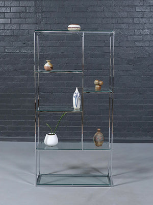 Vintage Post Modern Chrome & Glass Etagere Bookshelf, c.1970’s
