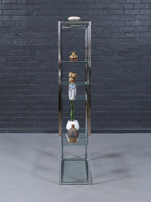 Vintage Post Modern Chrome & Glass Etagere Bookshelf, c.1970’s