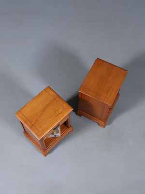 Pair of American Traditional Maple Night Stands w/ Bookcase, c.1960’s