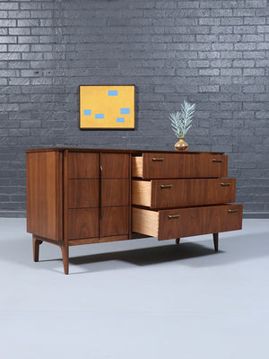 Mid-Century Modern Sculpted Walnut Dresser by United Furniture, c.1960’s