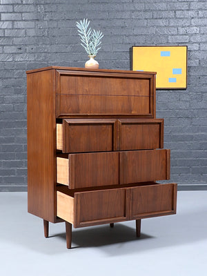 Mid-Century Modern Walnut Highboy Dresser by Union Made Carpenters, c.1960’s