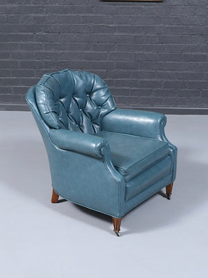 Vintage Tufted Blue Lounge Chair w/ Ottoman, c.1960’s