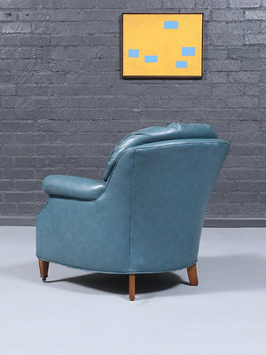 Vintage Tufted Blue Lounge Chair w/ Ottoman, c.1960’s