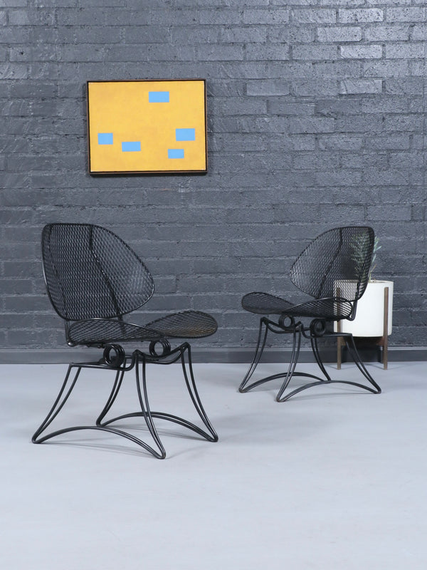 Pair Homecrest "Casino" Mesh Iron Clamshell Style Chairs, c.1960’s
