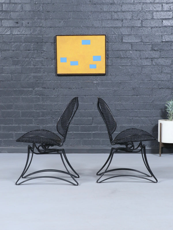 Pair Homecrest "Casino" Mesh Iron Clamshell Style Chairs, c.1960’s