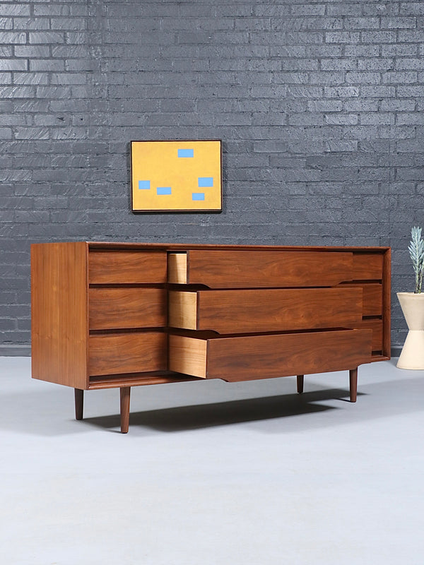 Mid-Century Modern  9-Drawer Walnut Dresser by Kent-Coffey, c.1960’s