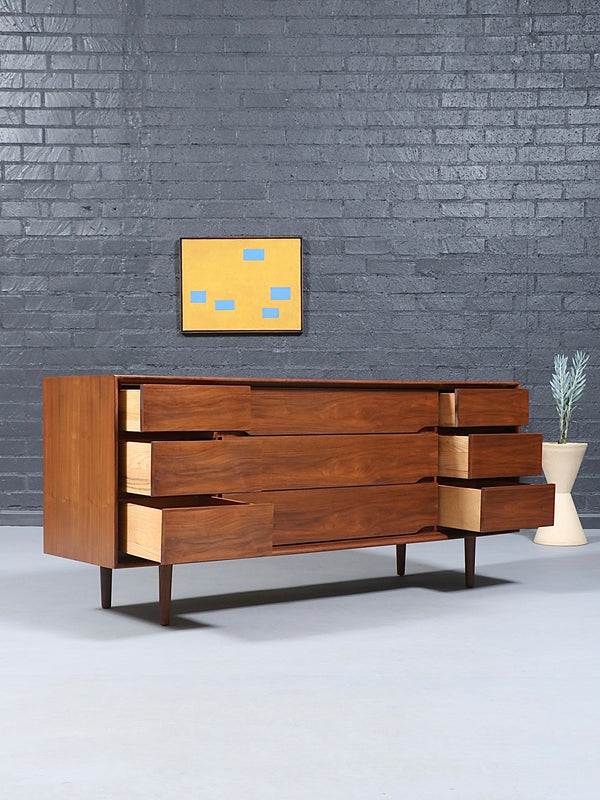 Mid-Century Modern  9-Drawer Walnut Dresser by Kent-Coffey, c.1960’s