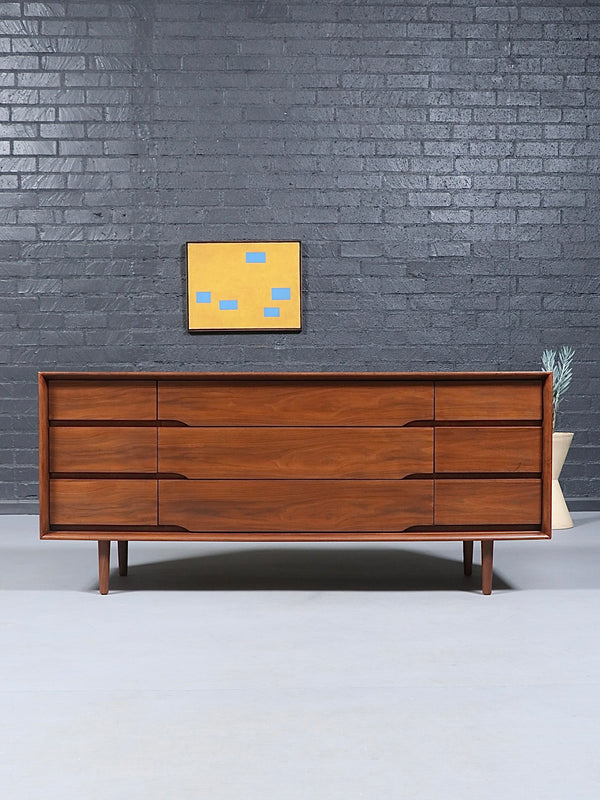 Mid-Century Modern  9-Drawer Walnut Dresser by Kent-Coffey, c.1960’s