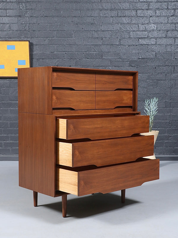 Mid-Century Modern Walnut Highboy Dresser by Kent-Coffey, c.1960’s