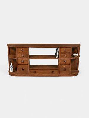 Vintage Streamline Moderne Oak Bookcase Credenza, c.1940's