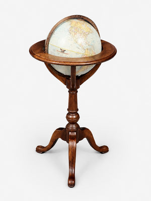Vintage American Classical Revival Replogle “Comprehensive” Walnut World Globe, c.1960’s