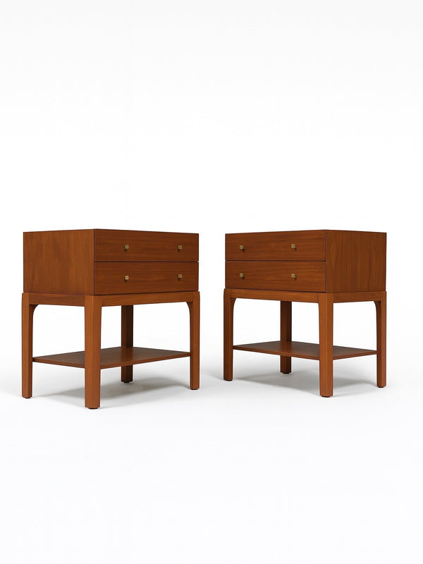 Pair of Mid-Century Modern Walnut Night Stands w/ Bookshelf by Albert Furniture, c.1960’s