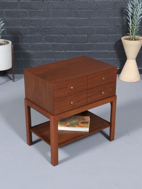 Pair of Mid-Century Modern Walnut Night Stands w/ Bookshelf by Albert Furniture, c.1960’s